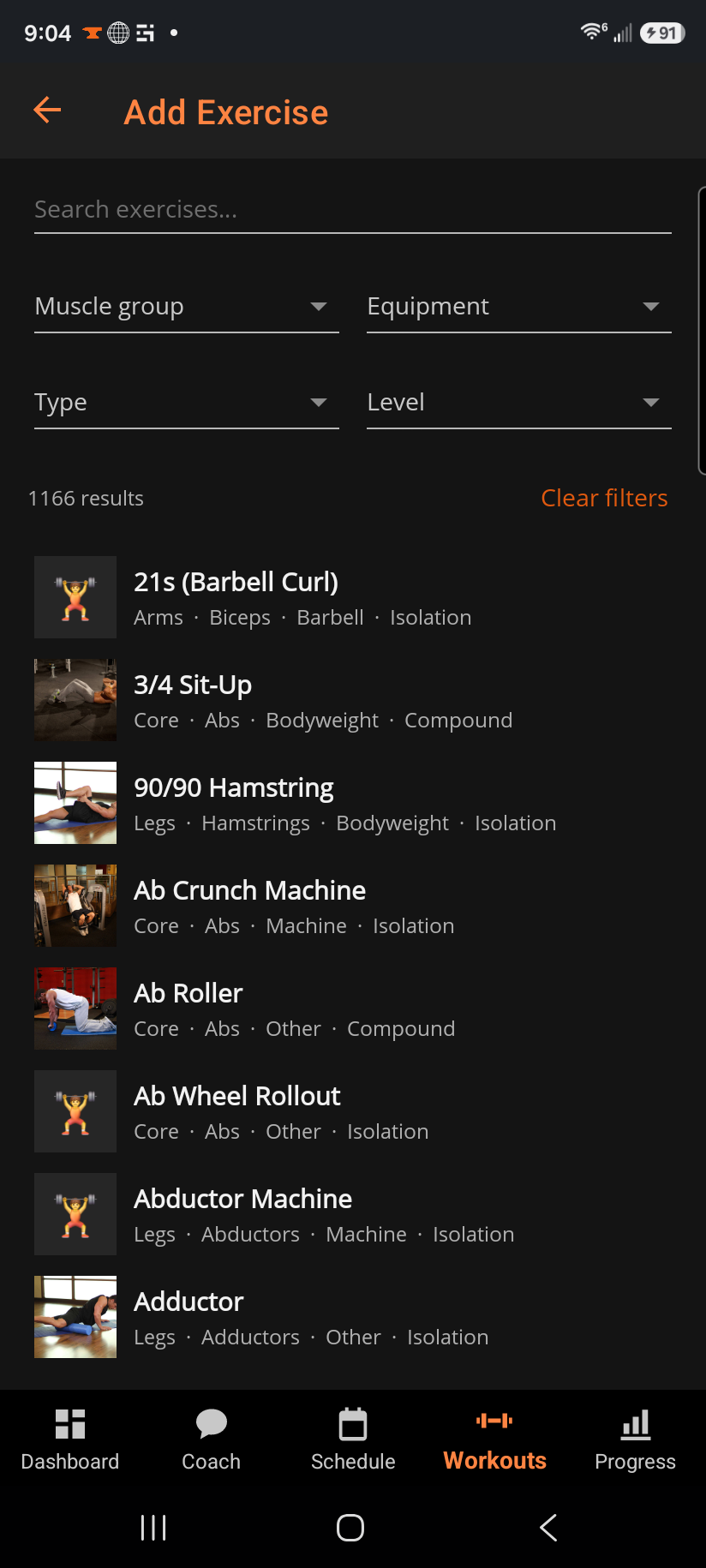 Editing a strength exercise