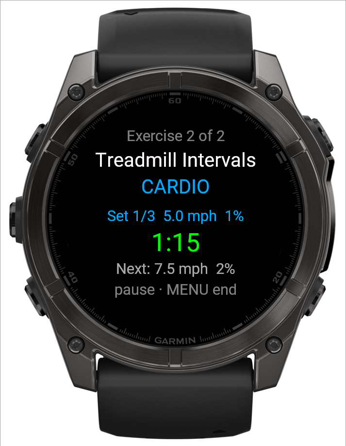 A cardio interval running on the watch