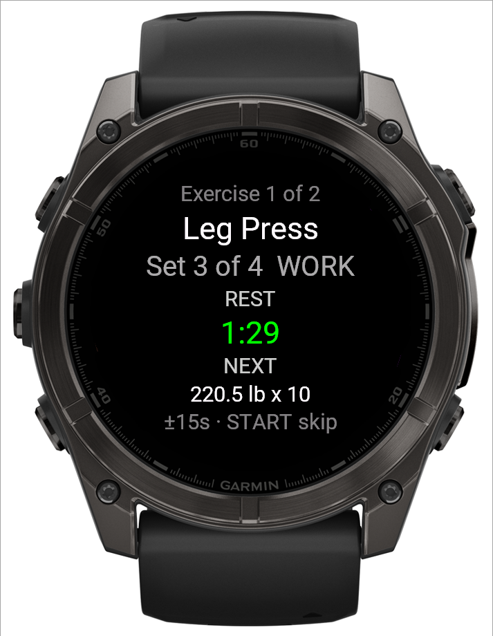 The rest timer on the watch